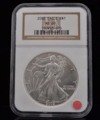 2002 American Eagle S$1 Ms 69 Silver Coin Ngc Low Opening Bid photo