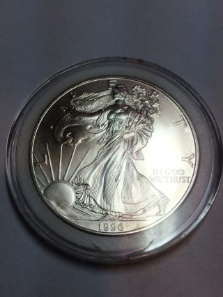 American Eagle 1 Oz Silver Bullion Round Dollar 1996 Lowest Mintage Key Date photo