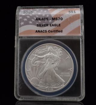 2010 Silver Eagle 1oz Fine Silver.  999 Anacs - Ms70 Low Opening Bid photo