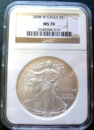 2008 W American Silver Eagle Ngc Ms 70 photo