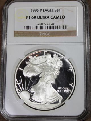 1995 Proof American Silver Eagle Ngc Certified Pf69 Ucam Cameo Sd547 photo