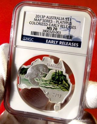 2013 Silver Coin Australia Platypus Ngc First Release 70 One Oz Silver photo