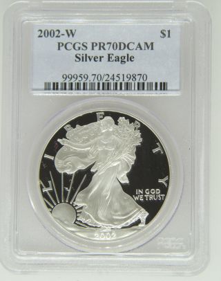 2002 - W $1 Pcgs Pr70 Dcameo (proof Silver Eagle) - Old Blue Label - Pr70 - 870 photo