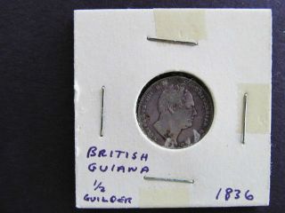 1836 British Guiana 1/2 Guilder Silver George Iiii 36 photo