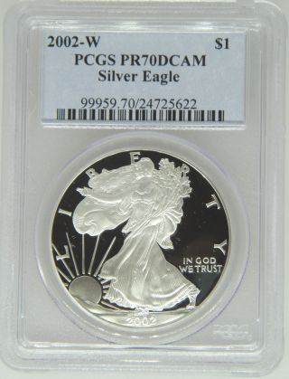 2002 - W $1 Pcgs Pr70 Dcameo (proof Silver Eagle) - Old Blue Label - Pr70 - 622 photo