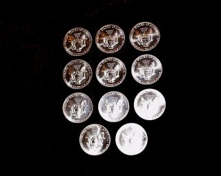 1992 Uc American Eagle Silver Dollars (10) Bright Examples photo