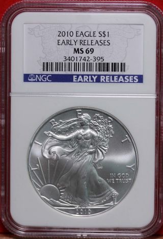 2010 Silver American Eagle Dollar Graded Ms69 By Ngc S/h photo