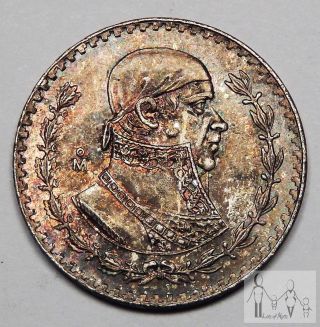 1967 Unc Toned Mexico 10% Silver Un 1 Peso.  0514 Asw 1 photo