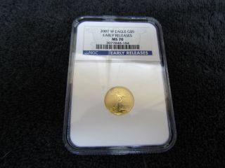 2007 W American Eagle Gold $5 Early Release Ngc Graded Ms 70 photo