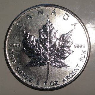 Canada 2010 1oz Pure Silver Bullion Coin - Maple 9999 Fine photo