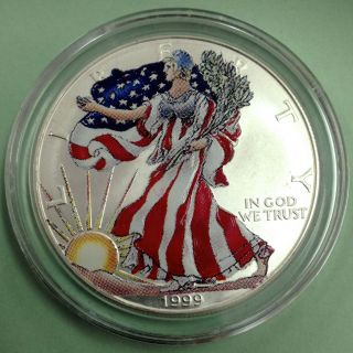 1999 American Eagle Walking Liberty Gem Colorized 1 Oz Pure Silver photo