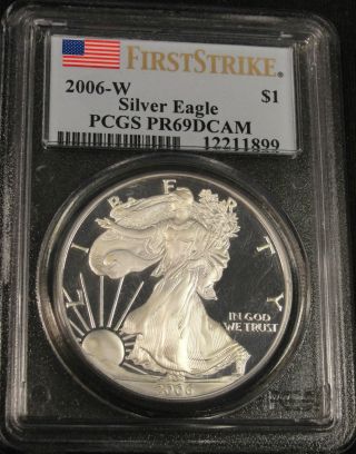 2006 W Proof American Silver Eagle Coin First Strike Pcgs Pr69dcam 1899 photo