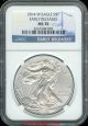 2014 - W Silver Eagle Ngc Ms70 Early Releases Burnished Silver photo 1