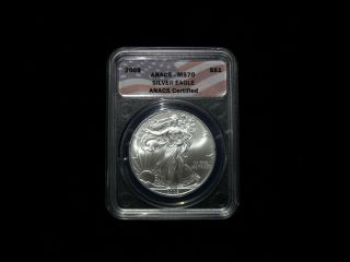 2009 Silver Eagle Ms 70 Anacs Graded Coin photo