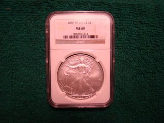 2008 W Silver Eagle $1 - Ms 69 Ngc Burnished 1 Oz Silver - photo