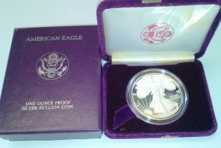 1986s 1 Oz Proof Silver American Eagle (w/box) photo