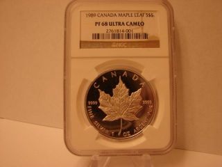 1989 Canada Silver Maple Leaf Proof,  Second Year,  Ngc Pf 68 Ultra Cameo photo
