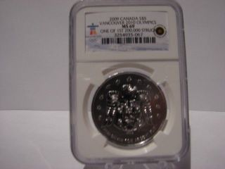 2009 Canada Silver Maple Leaf,  Olympics,  Ngc Ms 69 photo