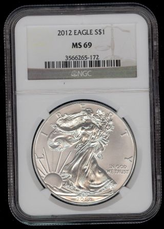 2012 American Silver Eagle Ngc Ms 69 (spotted) photo