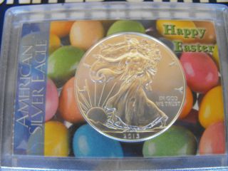 Happy Easter 2013 Gift With 27th Ann.  999 Fine Silver Eagle $1 photo