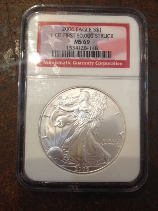 2006 Silver American Eagle (ngc Ms - 69) First Strike Label photo