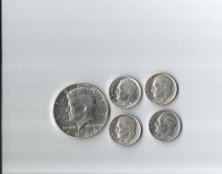 One Half Dollar And Four Silver Dimes 1964 photo