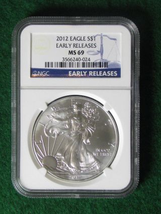 2012 Ngc Ms69 American Silver Eagle $1 Dollar Coin - photo