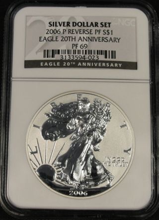2006 American Silver Eagle Reverse Proof Coin Ngc Pf69 4 - 023 photo