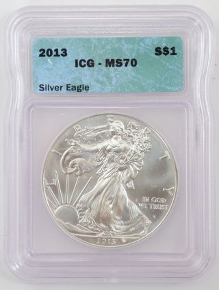 2013 American Silver Eagle Dollar - Icg Ms70 /7781 photo