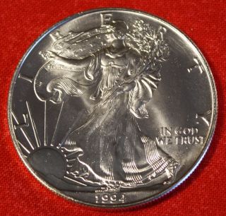 American Silver Eagle 1994 Dollar 1 Oz.  999% Bu Great Collector Coin Gift photo