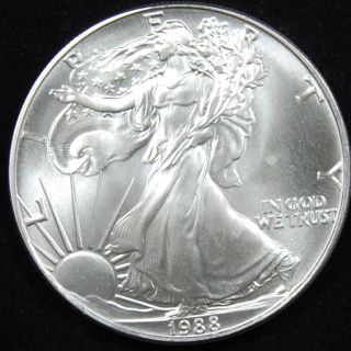 1988 American Silver Eagle Dollar U.  S.  Coin Uncirculated 1 Ounce Troy.  999 1 Oz photo
