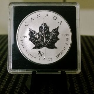 Coin Case 2014 Lunar Horse Privy Silver Maple Leaf $5.  9999 Silver Coin photo