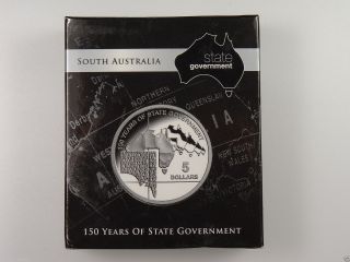 2007 South Australia 150 Years Of State Government $5 Silver Proof Coin photo