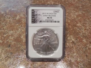 2013 W Silver Eagle Burnished Ngc Ms70 Er American Liberty Series photo
