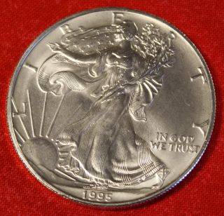 American Silver Eagle 1995 Dollar 1 Oz.  999% Bu Great Collector Coin Gift photo