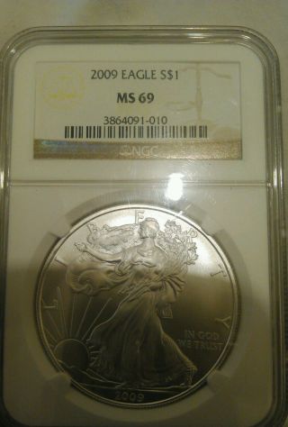 2009 Silver American Eagle - Ms - 69 Ngc photo
