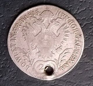 Silver 1815a Austria 20 Kreuzer Franz Ii Circulated Details Km 2142 Eagle photo
