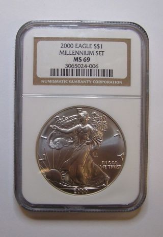 2000 Silver American Eagle Millennium Ngc Ms69 photo