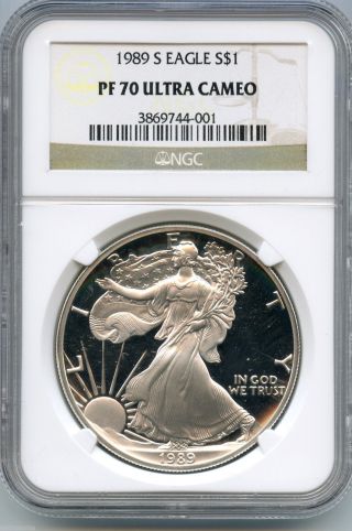 1989 - S Ngc Pf 70 Ultra Cameo American Eagle Silver Proof Dollar - S1s Kr942 photo