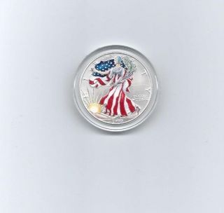 1999 Colorized American Eagle Silver 1oz & $1,  Unc photo