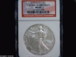 2006 American Eagle S$1 Ngc Ms 69 1 Of First 50,  000 Struck photo