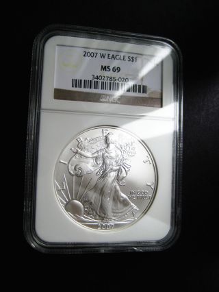 2007 W American Silver Eagle Choice Unc Gem Bu Coin Ngc Ms - 69 photo
