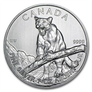 2012 Canadian 1oz Silver Wildlife Canada Cougar $5 Coin.  9999 Pure photo
