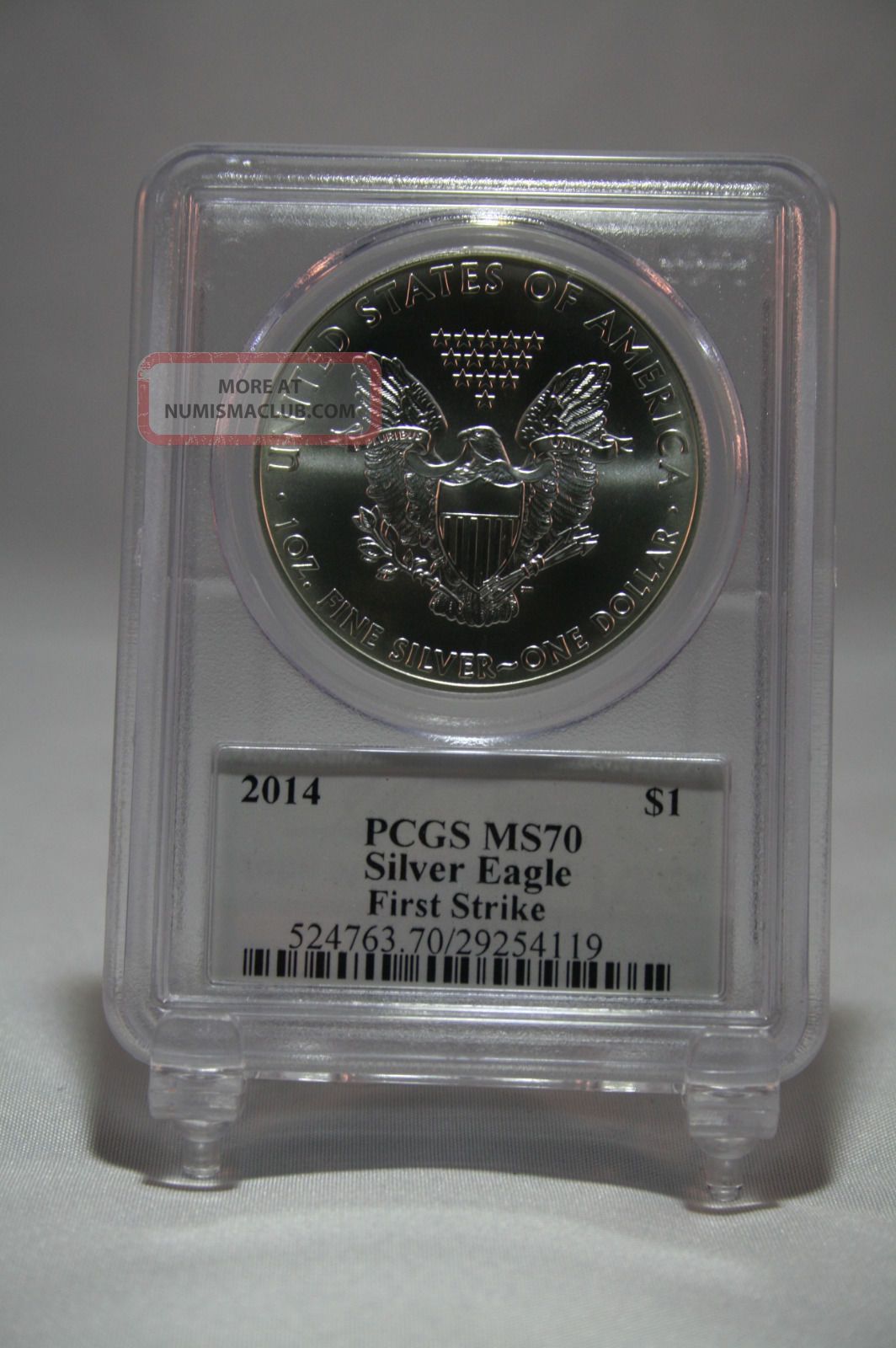 2014 Pcgs Ms70 Silver Eagle First Strike Mercanti Signature Label