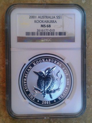 2001 Australian Silver Kookaburra Ngc Graded Ms 68 Rare photo