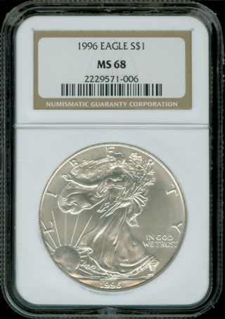 1996 Ms - 68 Ngc Silver Eagle Key Date photo