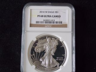2014 W American Silver Eagle Proof Dollar - Proof 68 Ultra Cameo Graded By Ngc photo