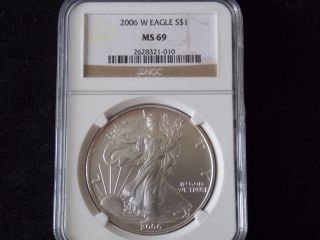 2006 W American Silver Eagle Burnished Uncirculated Dollar - Ms69 Graded By Ngc photo