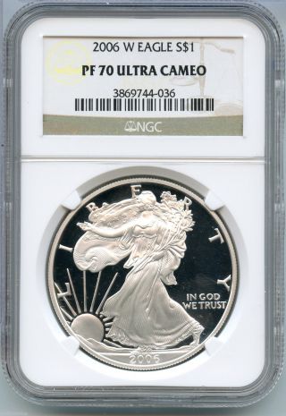 2006 - W Ngc Pf 70 Ultra Cameo American Eagle Silver Dollar Coin 1 Oz - S1s Kr955 photo