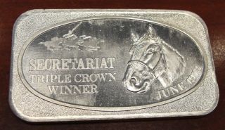 1973 Secretariat Triple Crown Winner Silver Corp Bar Rare.  999 1 Troy Ounce Ec5 photo